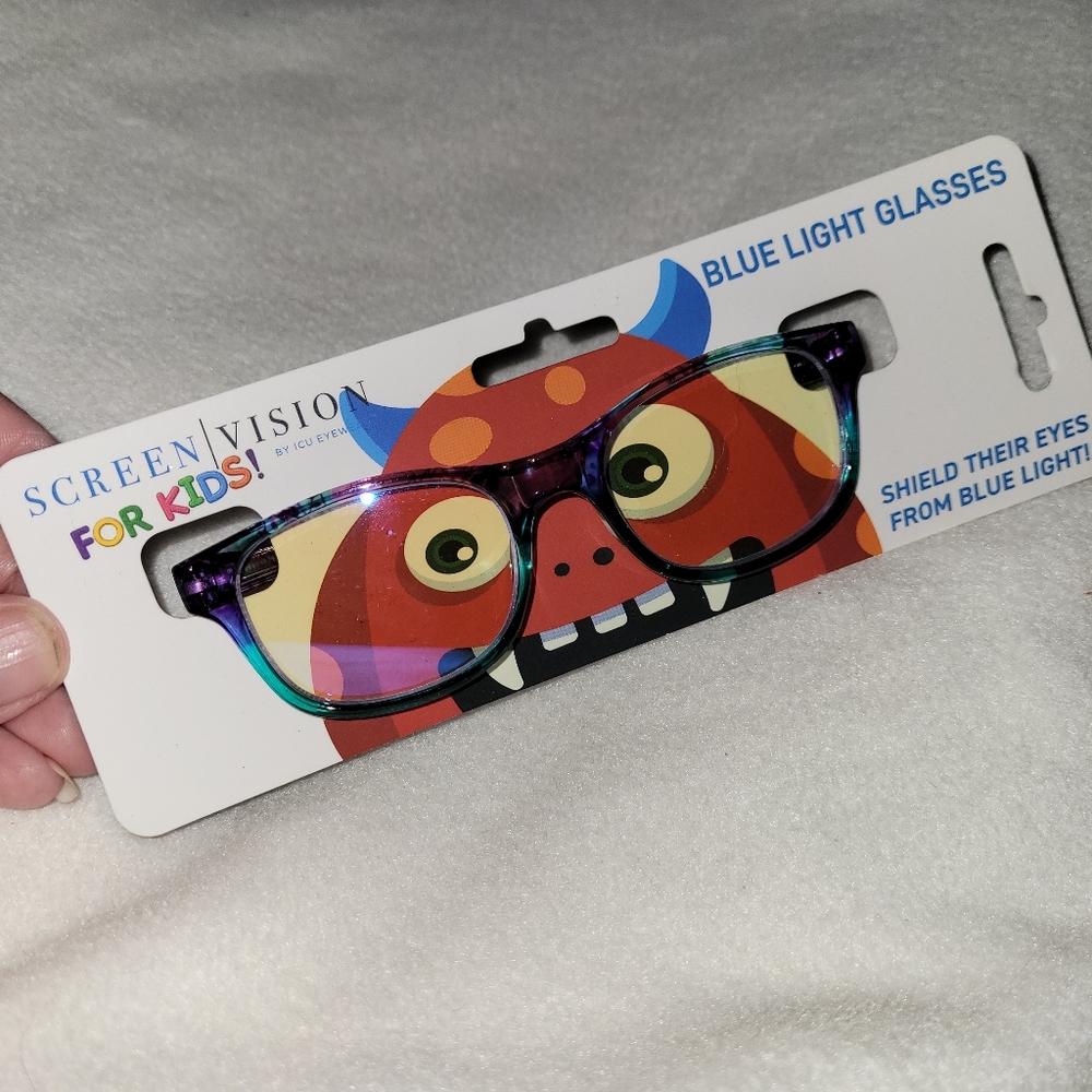 ICU Eyewear Kids Youth Screen Vision Blue Light Filtering Blue Floral Glasses